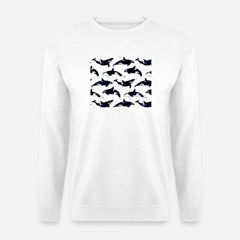 Schwarzweiße Orca Mustermuster - Unisex Pullover - Weiß