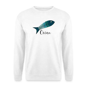 OCEAN. MER. ECOLOGIE. SARDINE. POISSON. - Sweat-shirt Unisexe - blanc - Devant