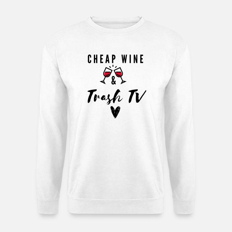 Billiger Wein Und Trash TV - Unisex Pullover - Weiß
