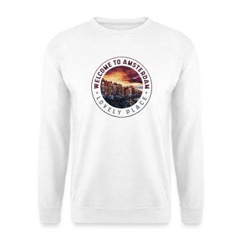 Willkommen in Amsterdam – Lieblingsplatz - Unisex Pullover - Weiß - Vorne