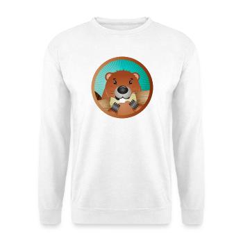 mignon rongeur patch - castor grignote le bois - Sweat-shirt Unisexe - blanc - Devant