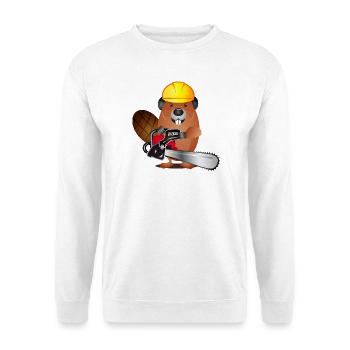 niedlicher Biber mit Kettensäge und Schutzhelm - Unisex Pullover - Weiß - Vorne