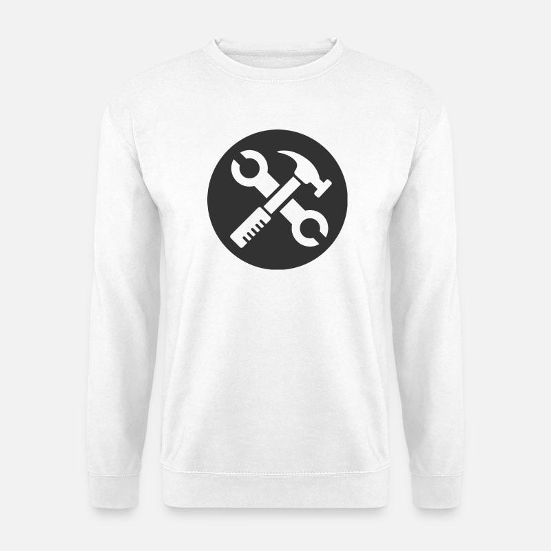 symbol handwerker diy selfmade werkzeug Hammer - Unisex Pullover - Weiß