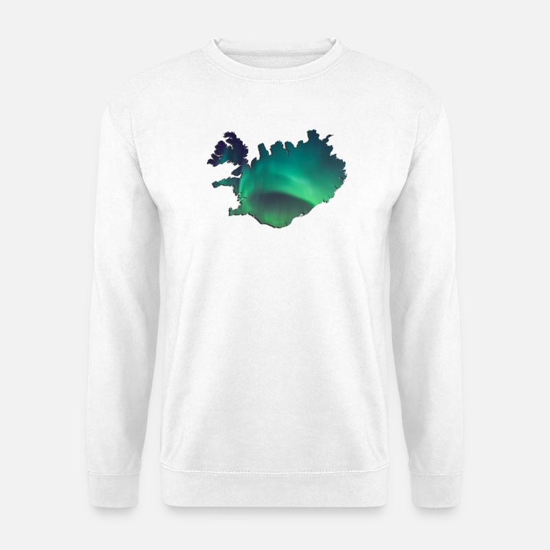 Island Iceland Nordlichter Topographie Design - Unisex Pullover - Weiß