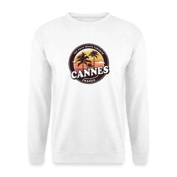 Cannes France Vintage Beach Design / Cadeau - Sweat-shirt Unisexe - blanc - Devant
