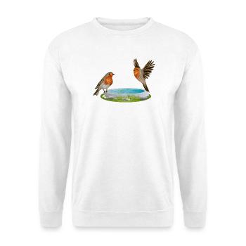 Bird potions with two fun robins - Unisex Sweatshirt - white - Front