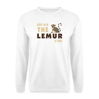Keep Calm Lemur is here / Geschenk - Unisex Pullover - Weiß - Vorne