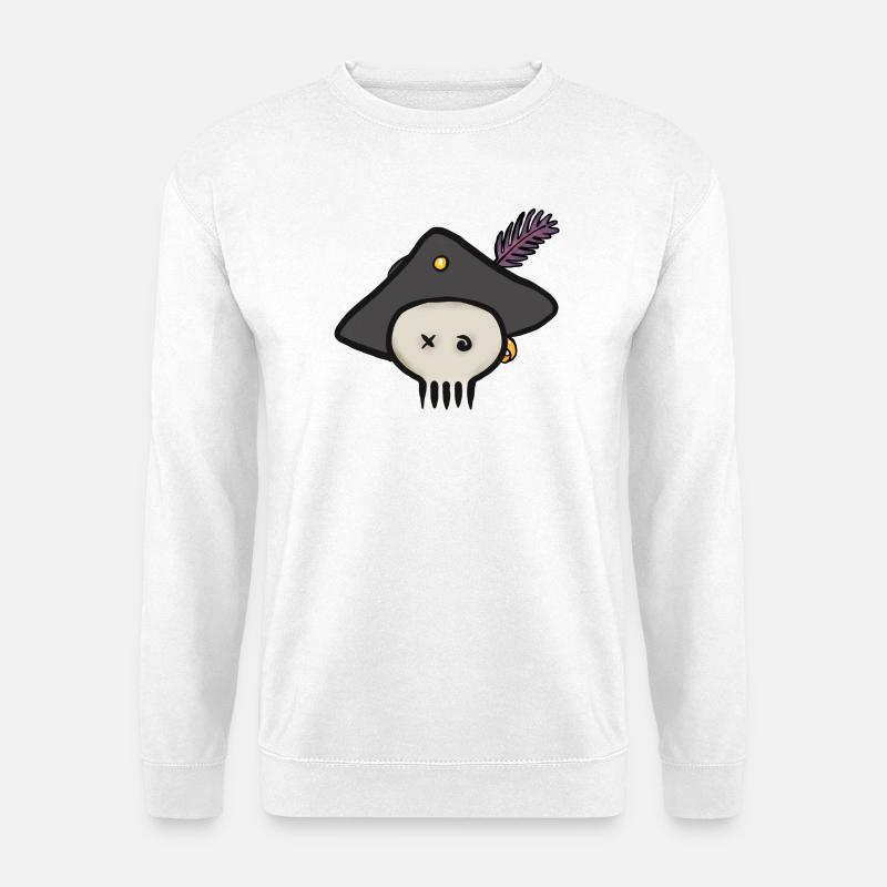 Pirate skull with feathered hat - Unisex Sweatshirt - white