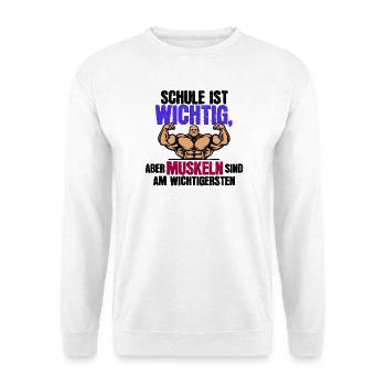 Fitness Lustige Sprüche Muskeln - Unisex Pullover - Weiß - Vorne