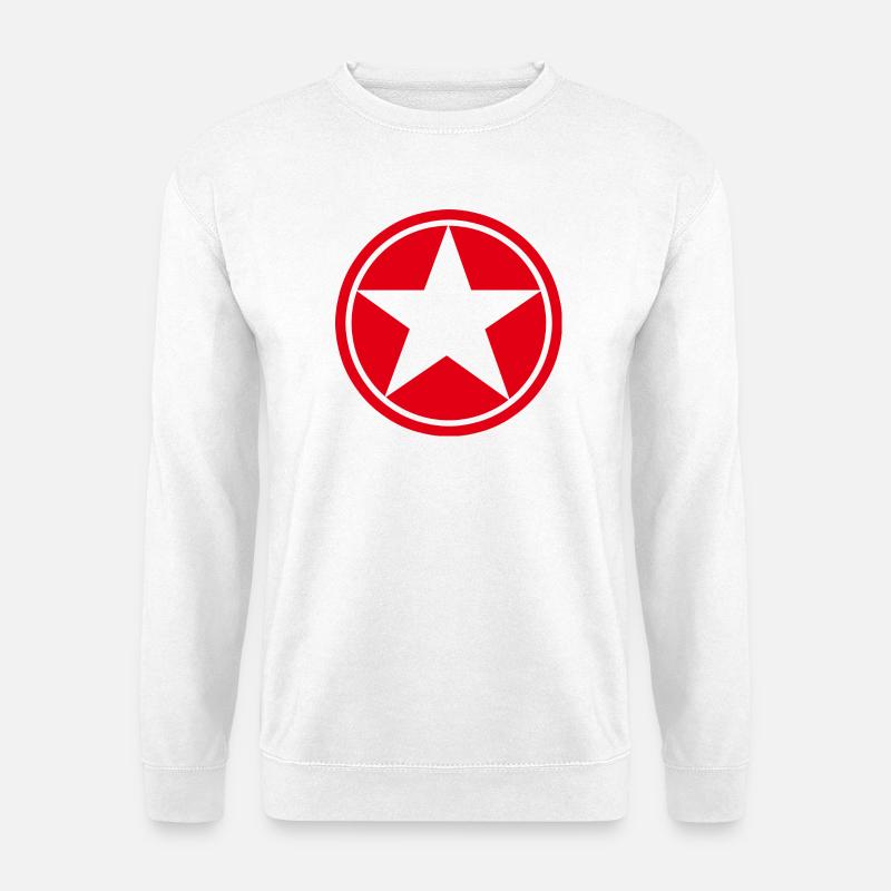 Etoile dans rond rouge cinq branches pentagramme - Sweat-shirt Unisexe - blanc