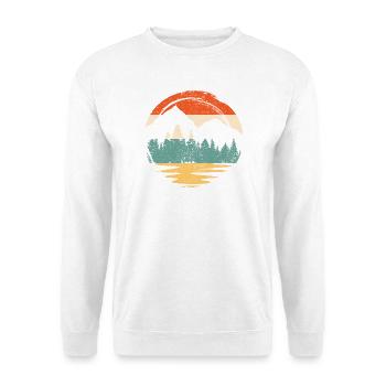 Montagne coucher de soleil silhouette cercle rétro - Sweat-shirt Unisexe - blanc - Devant
