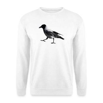 Ein kleiner Schritt durch eine Krähe - Unisex Pullover - Weiß - Vorne - Alina (178cm) & Michal (187cm)