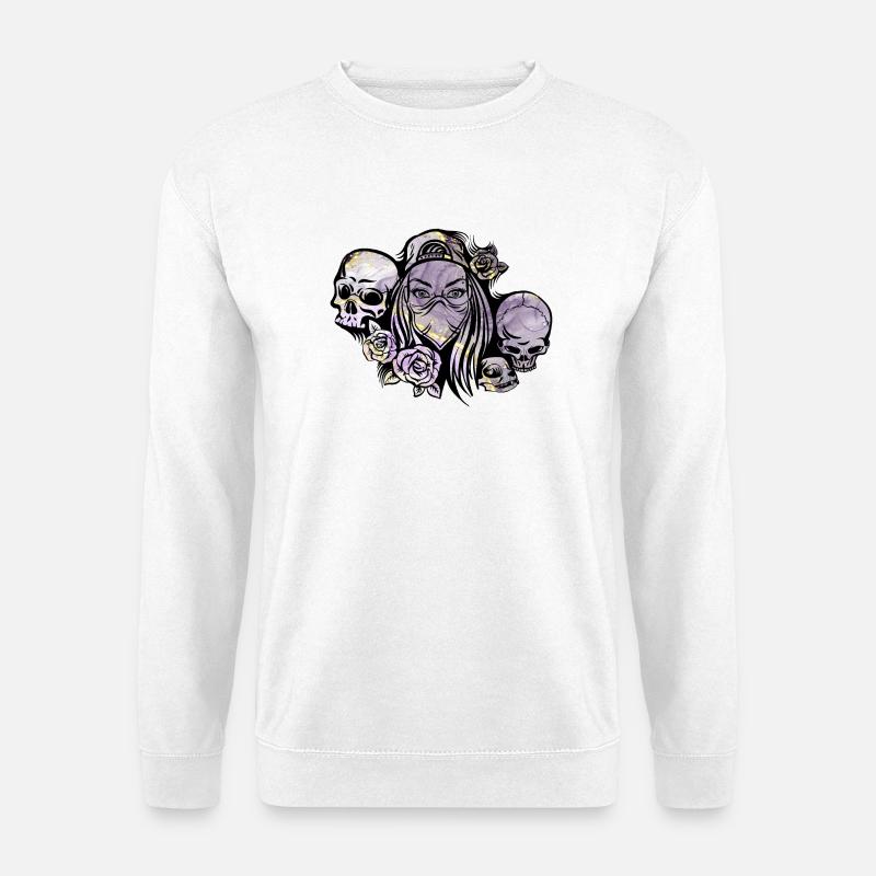 Frau Bandana Totenköpfe Rosen - Unisex Pullover - Weiß