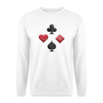 Cross Spades Diamond Heart Poker and Skat Game used look - Unisex Sweatshirt - white - Front