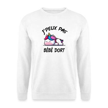 J'PEUX PAS BÉBÉ DORT GROSSESSE LICORNE - Sweat-shirt Unisexe - blanc - Devant