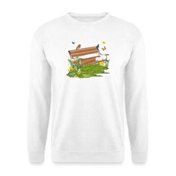 schöne Sitzbank am Waldrand lädt zum verweilen ein - Unisex Pullover - Weiß - Vorne
