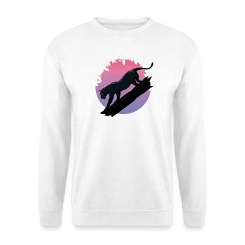 Schwarzer Tier-Panther aus dem Dschungel - Unisex Pullover - Weiß - Vorne - Alina (178cm) & Michal (187cm)