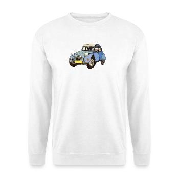 Blaues Vintage Auto Cartoon - Unisex Pullover - Weiß - Vorne