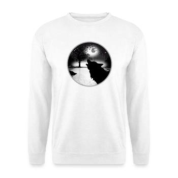 heulender Wolf in der Nacht bei Vollmond - Unisex Pullover - Weiß - Vorne