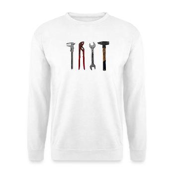 Werkzeug Illustration Handwerker Hammer Zange - Unisex Pullover - Weiß - Vorne