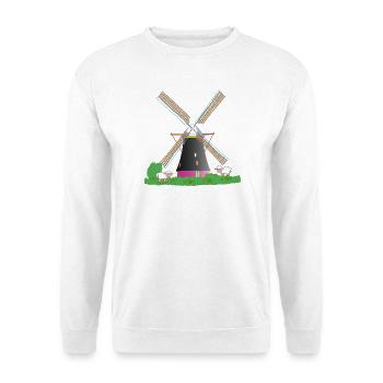 Windmühle mit Schafen - Unisex Pullover - Weiß - Vorne