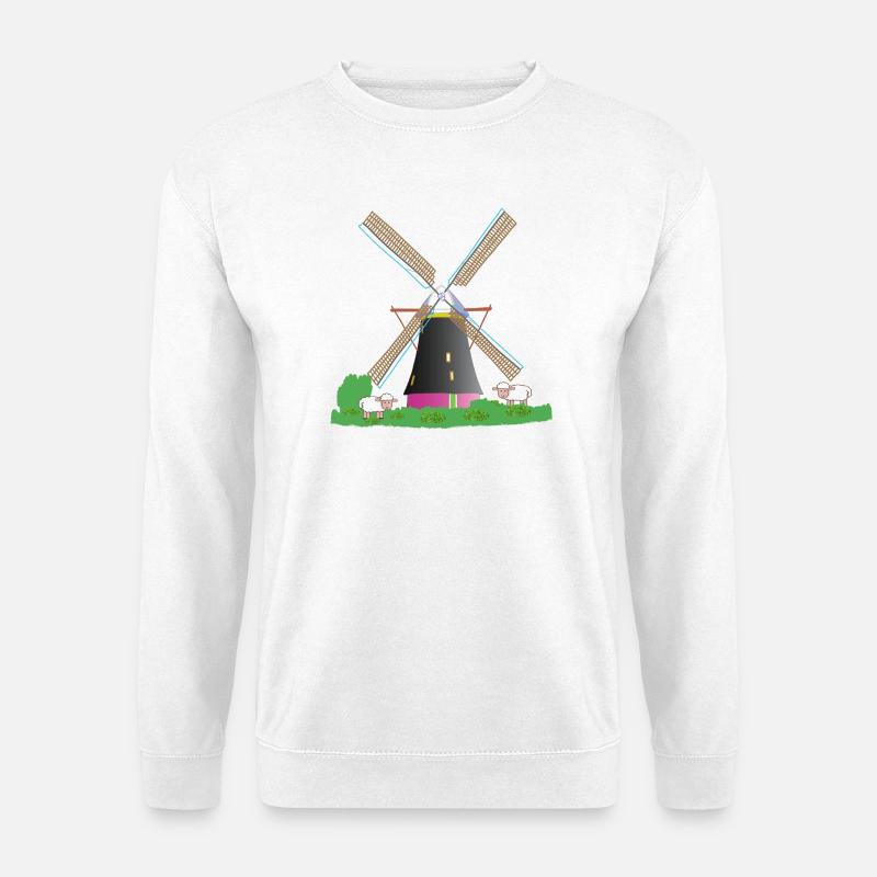Moulin à vent avec des moutons - Sweat-shirt Unisexe - blanc