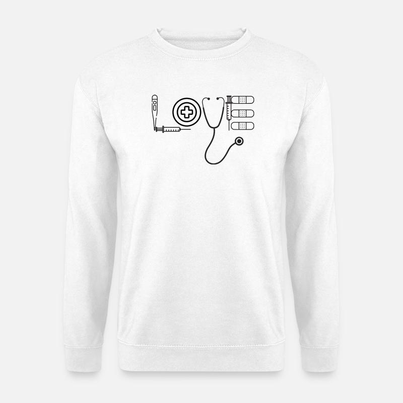 Pflege Krankenschwester Pflegekraft LOVE Medizin - Unisex Pullover - Weiß