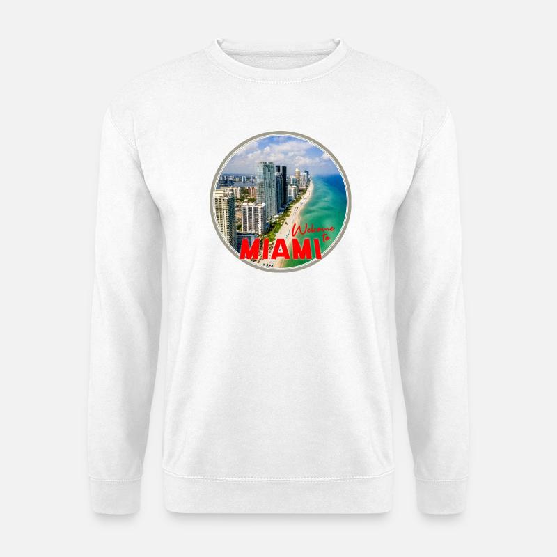 Willkommen in Miami Strand und Skyline - Unisex Pullover - Weiß