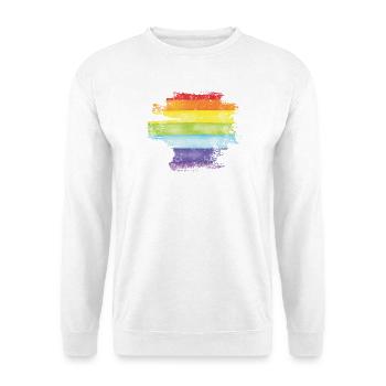 Stolz Pinsel Regenbogen - Unisex Pullover - Weiß - Vorne - Alina (178cm) & Michal (187cm)