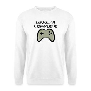 19 Geburtstag - Level 19 Complete - Gamer 19 Jahre - Unisex Pullover - Weiß - Vorne