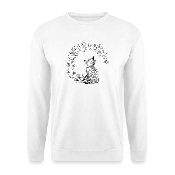 petit renard renardeau top mignon et lune florale  - Sweat-shirt Unisexe - blanc - Devant