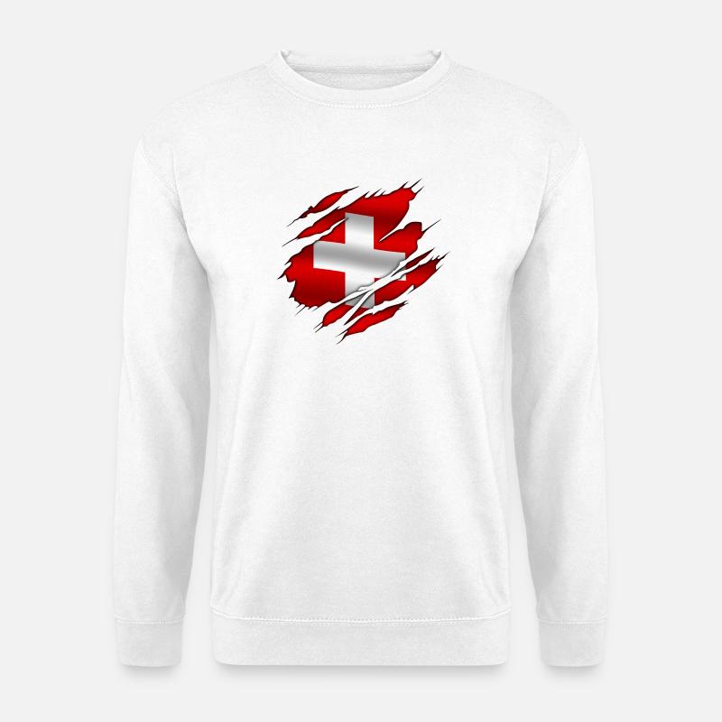 Schweiz - Schweiz - Schweiz - zerrissene Flagge - Unisex Pullover - Weiß