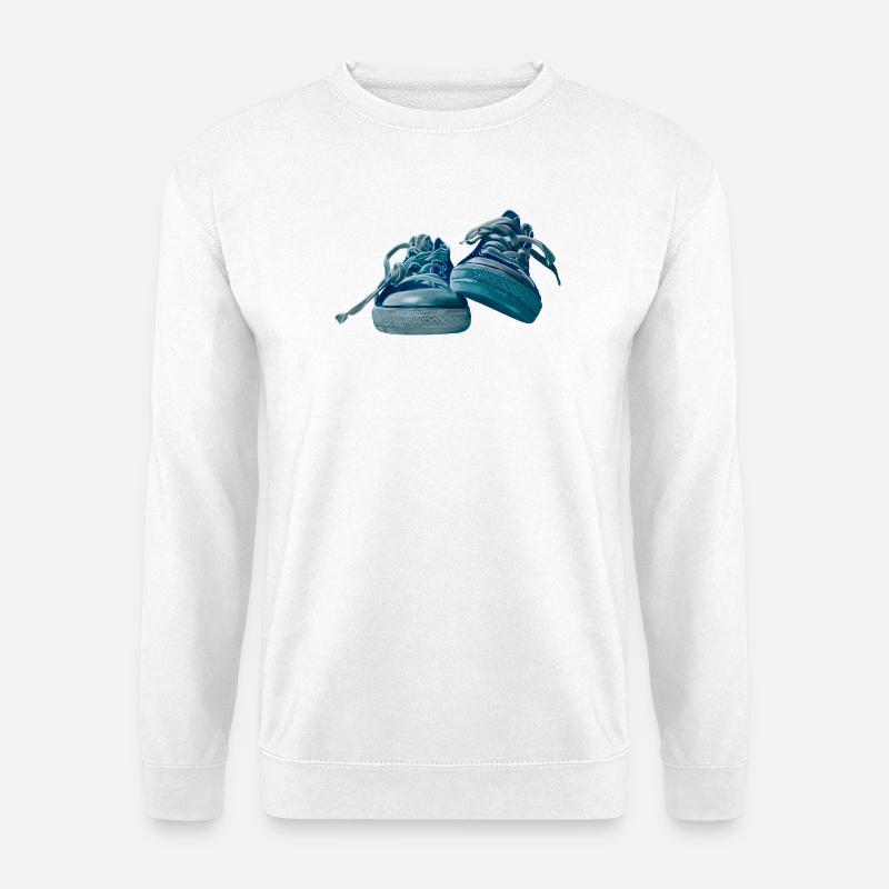 Blaues Sneaker-Design - Unisex Pullover - Weiß