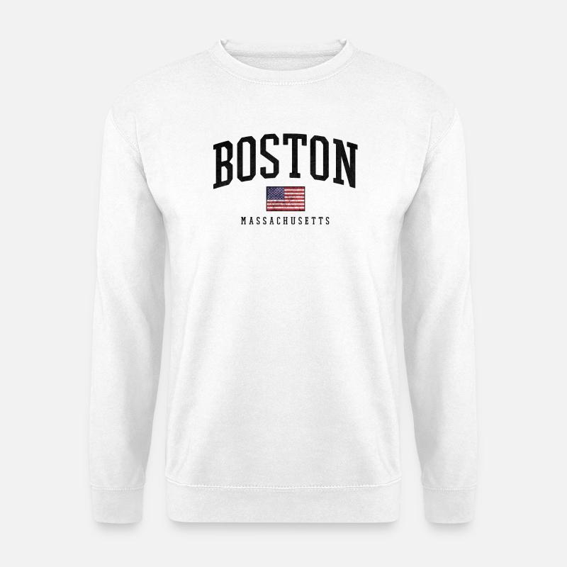 Boston Flag Distressed Emblem - Unisex Pullover - Weiß