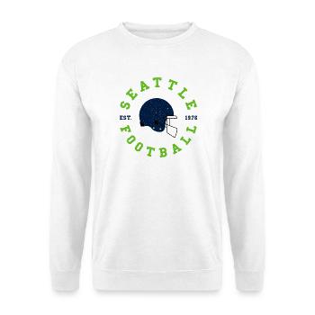 Seattle Football Vintage Helm - Unisex Pullover - Weiß - Vorne - Alina (178cm) & Michal (187cm)
