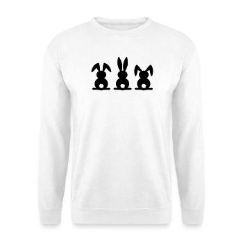 Kaninchen-Silhouette. Frohe Ostern oder Osterfeier. Ei. - Unisex Pullover - Weiß - Vorne