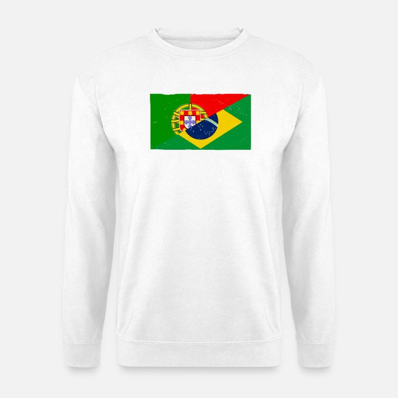 Brasilien und Portugal Vintage Flagge - Unisex Pullover - Weiß