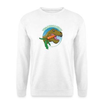 Veganer Dinosaurier - Unisex Pullover - Weiß - Vorne - Alina (178cm) & Michal (187cm)