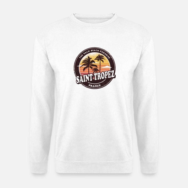 Saint Tropez Frankreich Vintage Beach Design - Unisex Pullover - Weiß