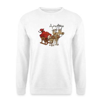 Santa's sleigh with two reindeer. - Unisex Sweatshirt - white - Front
