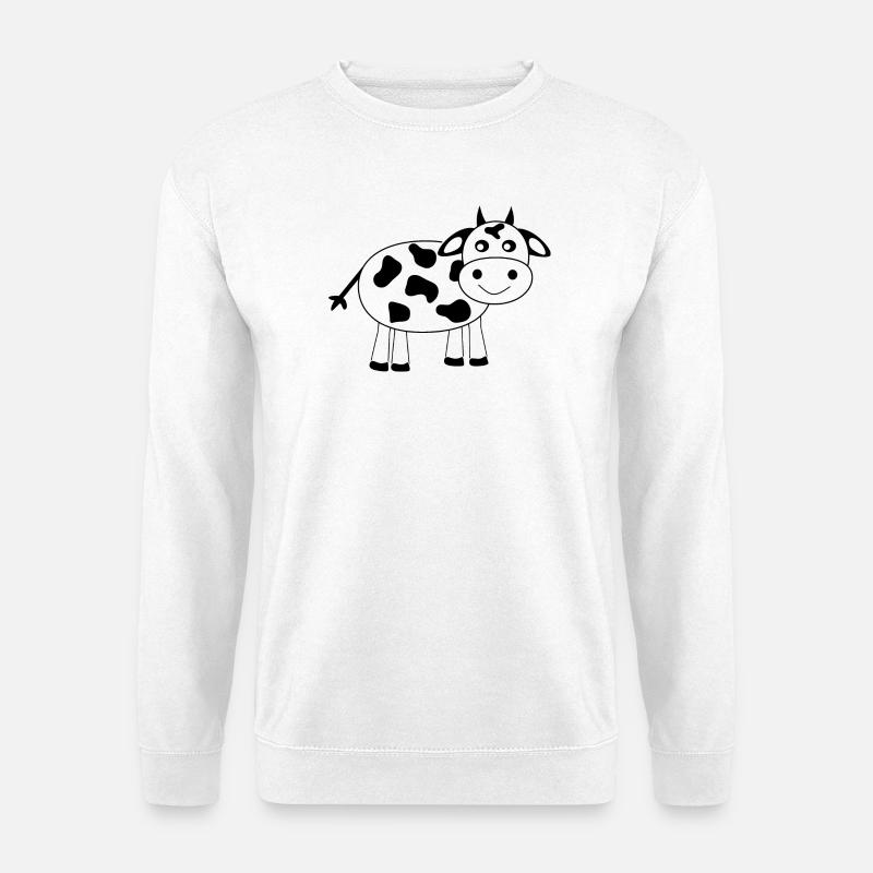 Kuh schwarz Comic - Unisex Pullover - Weiß