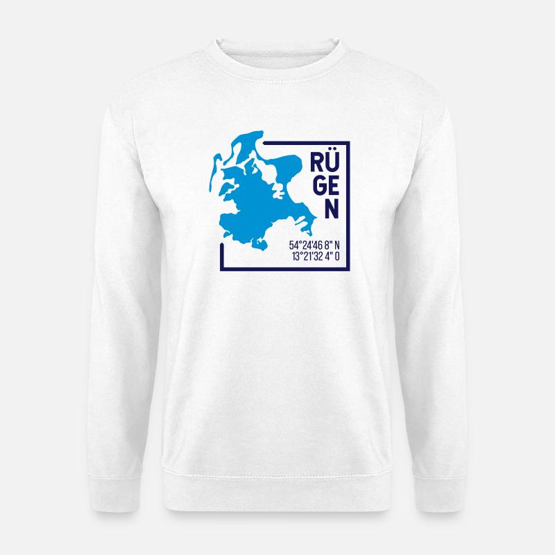 Rügen | Landkarte Minimalistisch Kontur - Unisex Pullover - Weiß