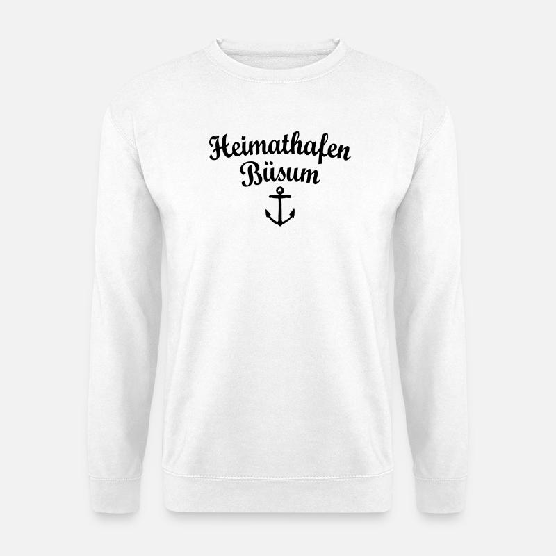 Heimathafen Büsum (Schwarz) - Unisex Pullover - Weiß
