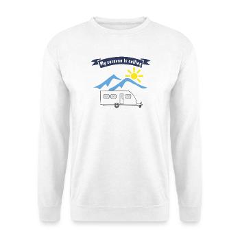 caravan is calling - Unisex Pullover - Weiß - Vorne - Alina (178cm) & Michal (187cm)