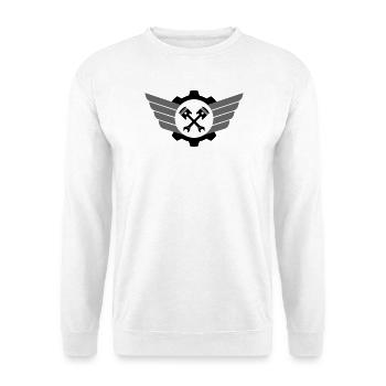Piston key crossed with gear and wing - Unisex Sweatshirt - white - Front