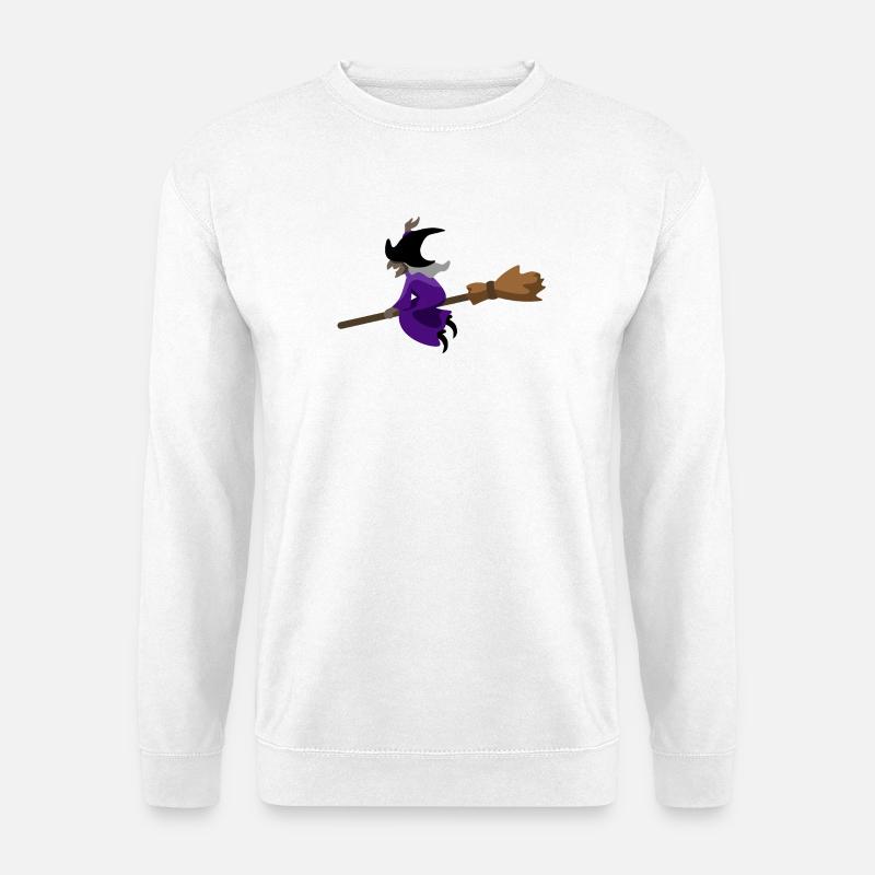 Hexe fliegt auf dem Besen - Unisex Pullover - Weiß