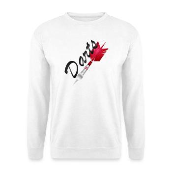einzelner roter Dartpfeil mit Darts Typografie - Unisex Pullover - Weiß - Vorne
