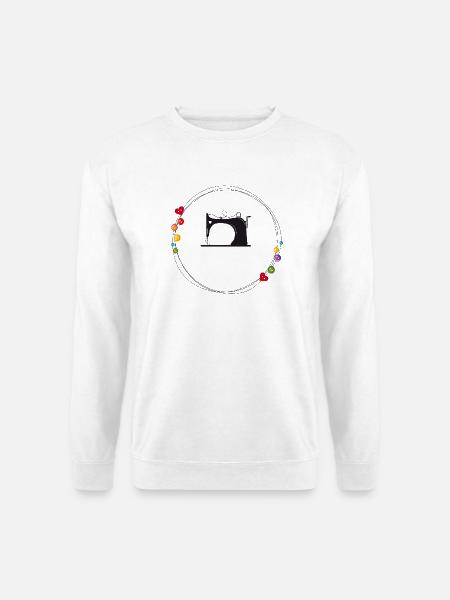 nostalgisch stilisierte Nähmaschine mit Knöpfe - Unisex Pullover - Weiß