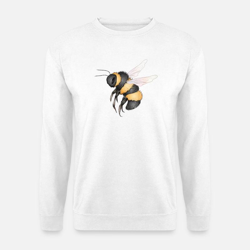 detaillierte Zeichnung einer fliegenden Hummel - Unisex Pullover - Weiß