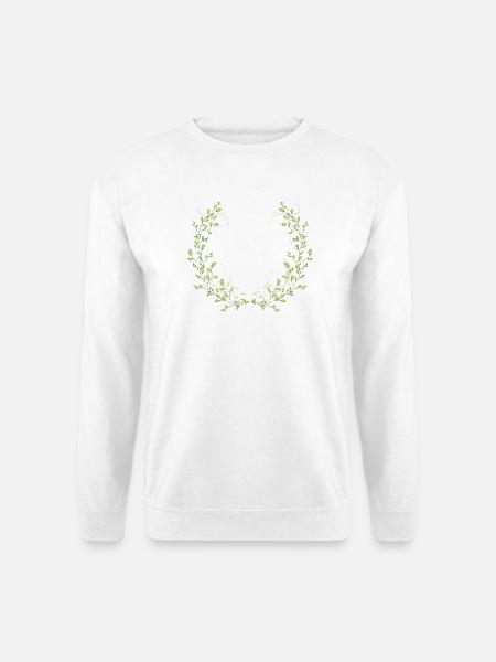 zart leuchtend grüne Zweige mit feinen Linien - Unisex Pullover - Weiß